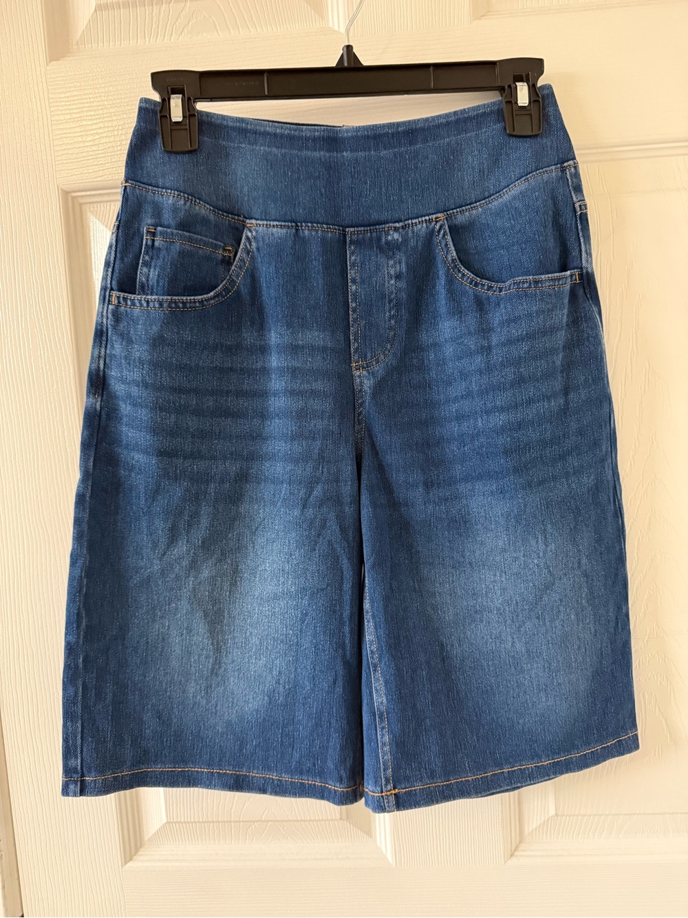 Halara Blue Stretch Denim Bermuda Shorts High Rise Pull On Size Small